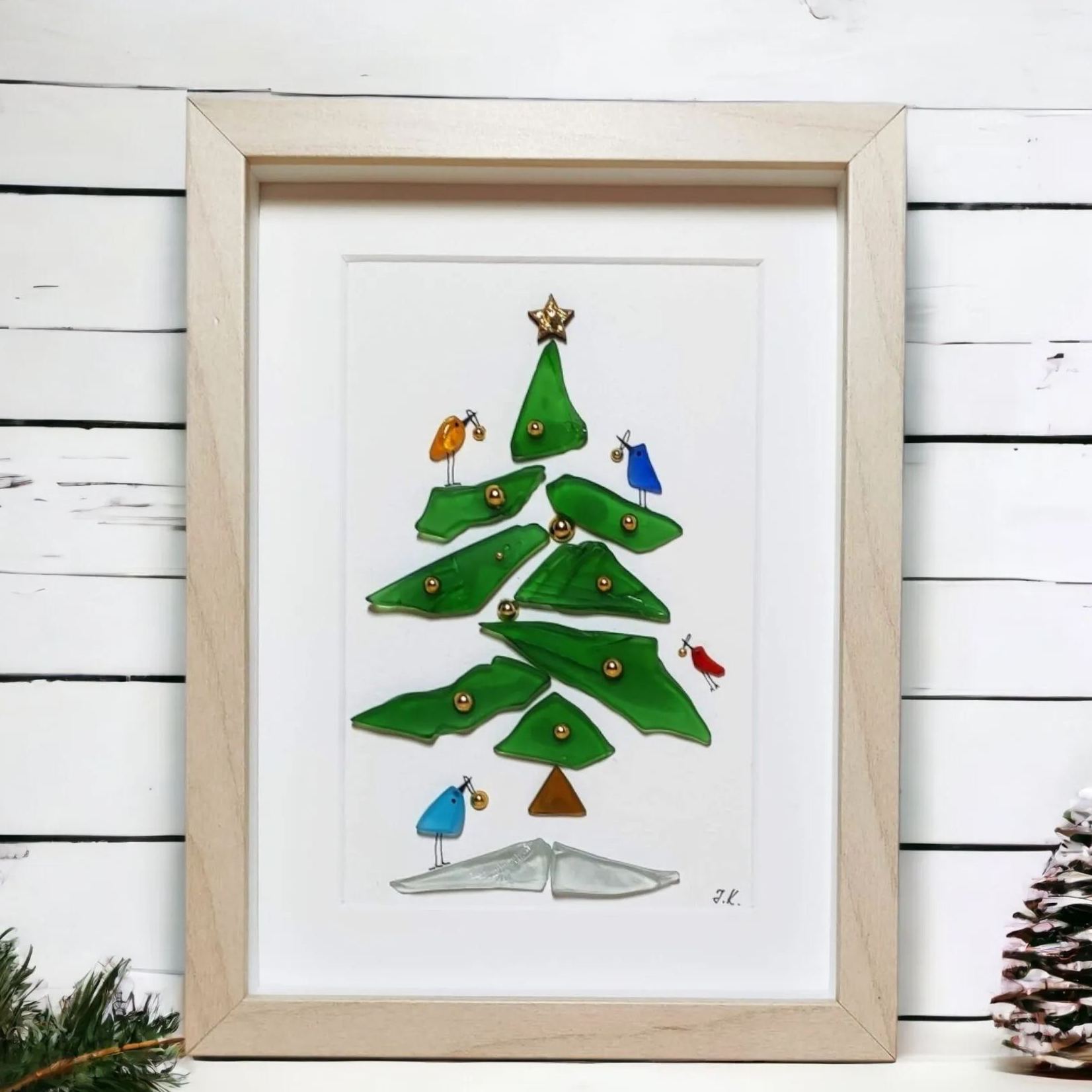 3D Art Sea Glass Christmas Tree Picture