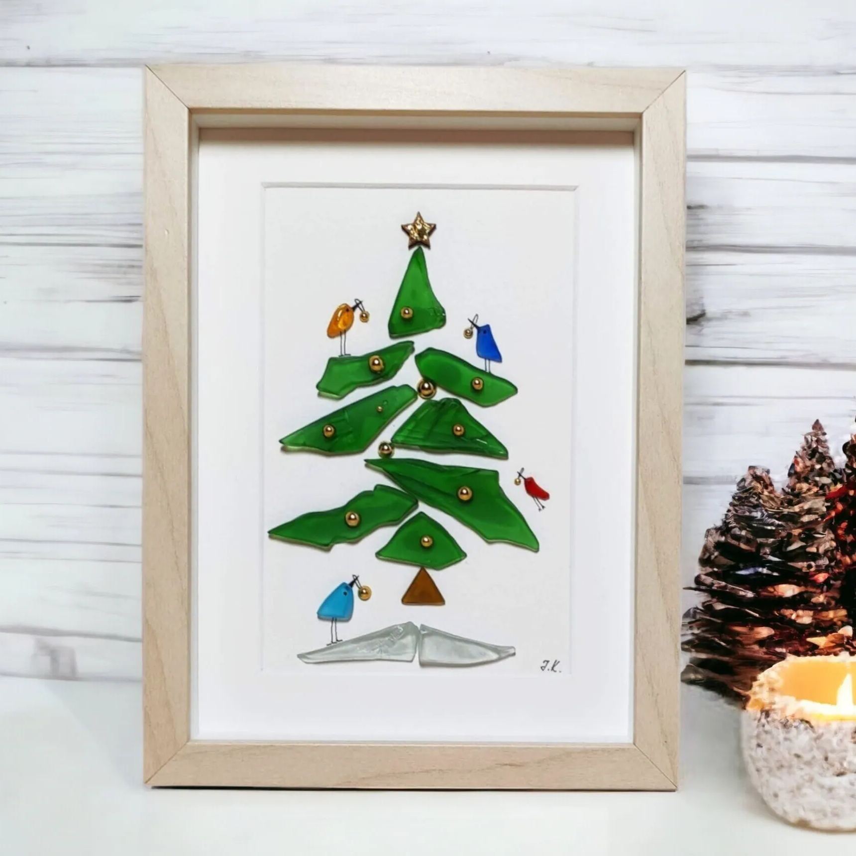3D Art Sea Glass Christmas Tree Picture