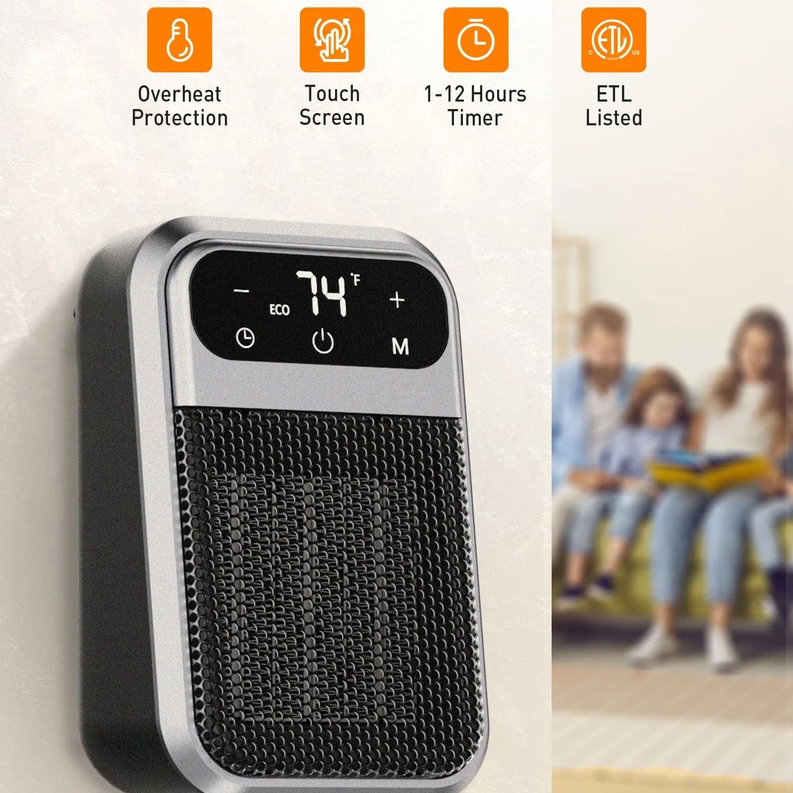 800W Wall Outlet Space Heater with Remote