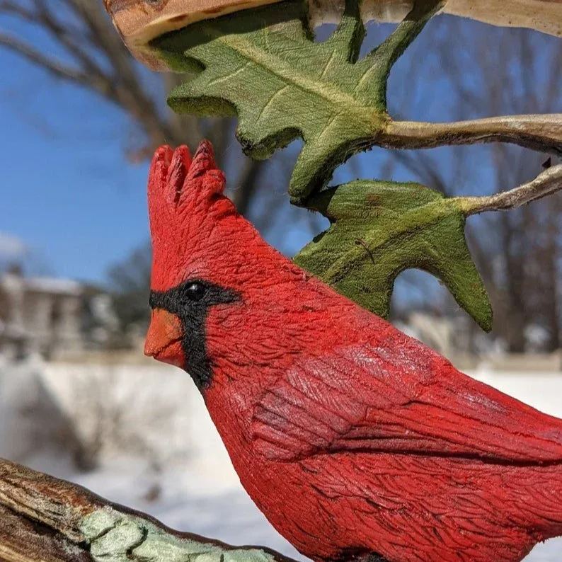 Cardinal Wood Carving Handmade