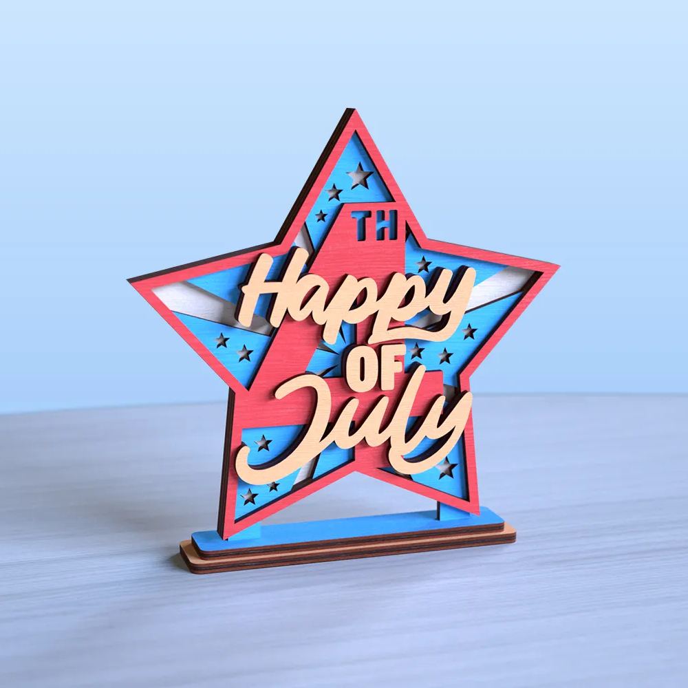 4th of July Laser Cut Star Stands