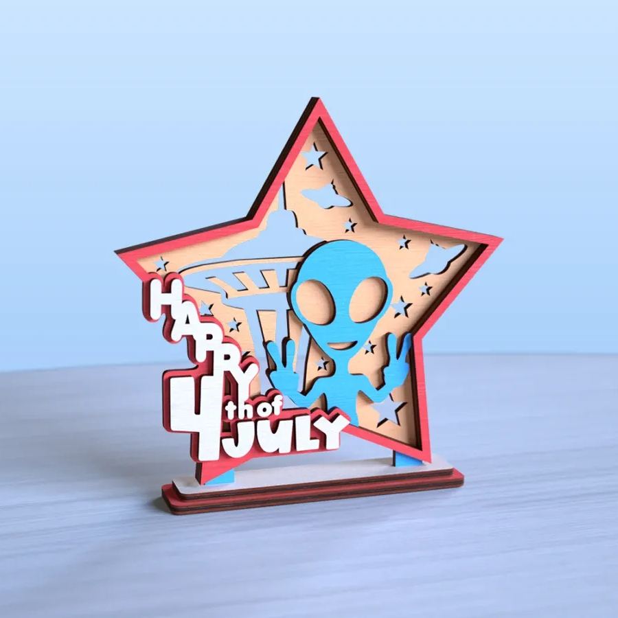 4th of July Laser Cut Star Stands