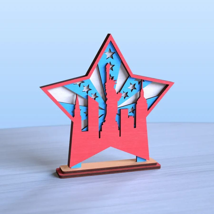 4th of July Laser Cut Star Stands