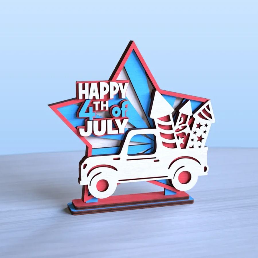 4th of July Laser Cut Star Stands