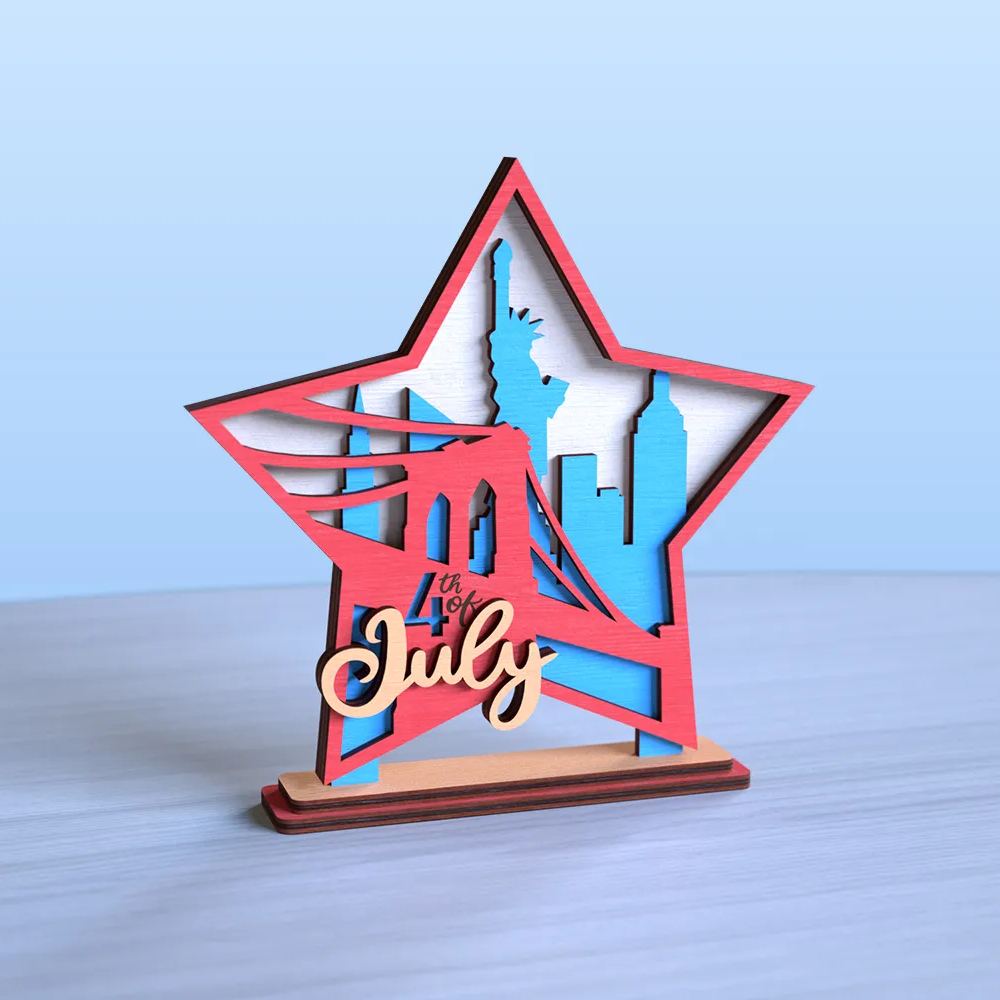 4th of July Laser Cut Star Stands