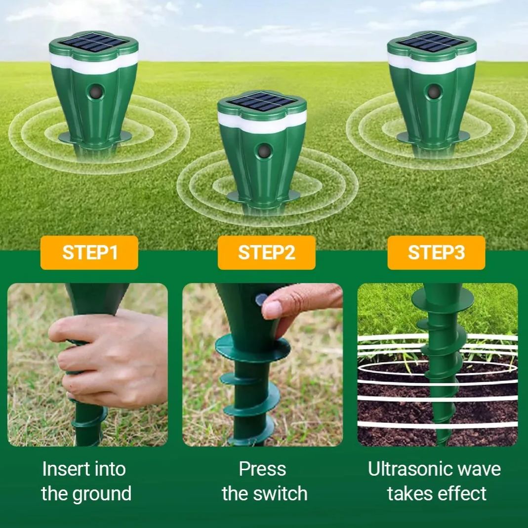 ☘️Solar Powered Waterproof Screw Mole Repellent