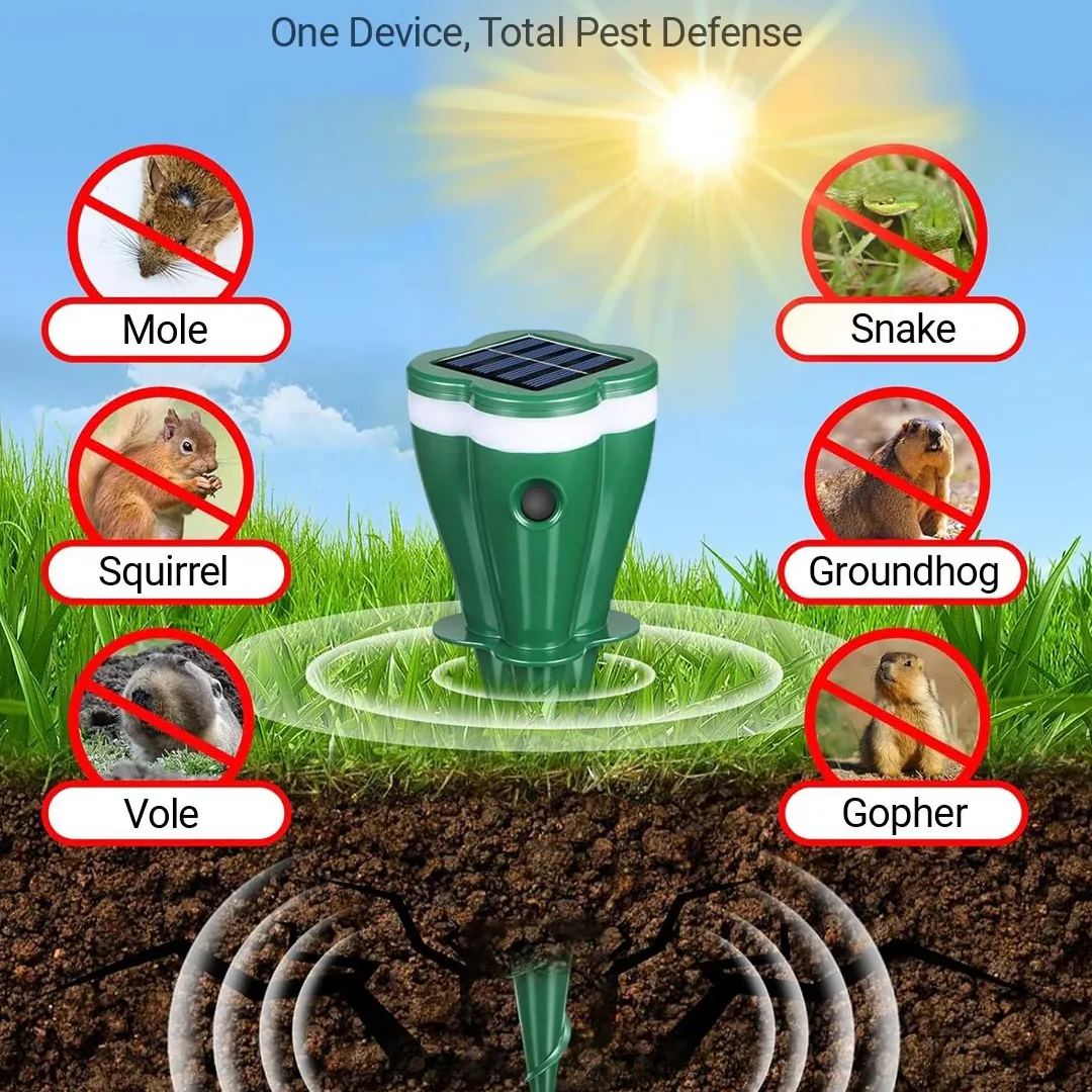 ☘️Solar Powered Waterproof Screw Mole Repellent