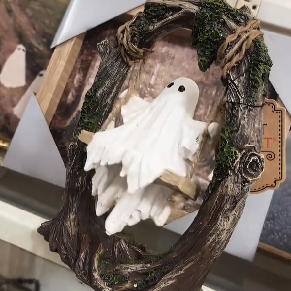 👻Swinging Shadows: Ghost on a Tree Swing