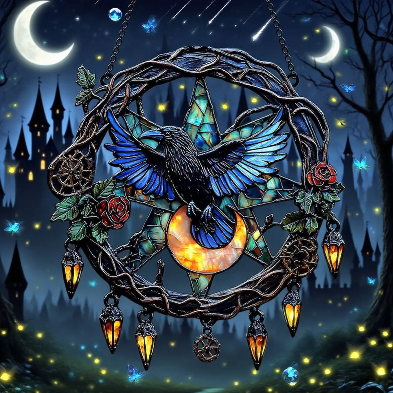 Gothic Crescent Window Hanging Suncatcher
