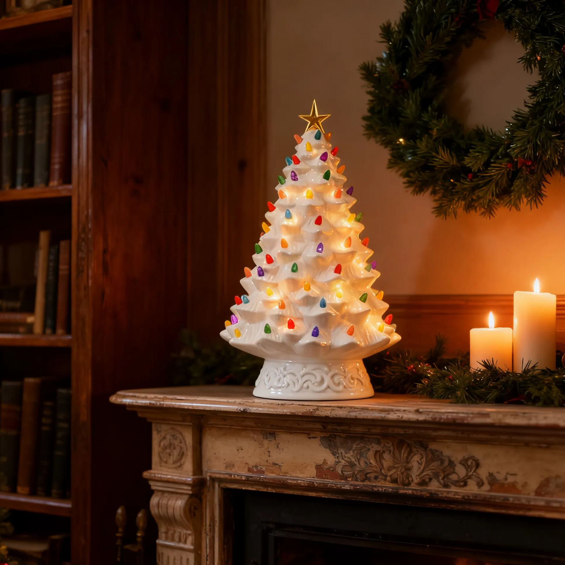 Mr. Christmas Nostalgic Ceramic Christmas Tree with LED Lights