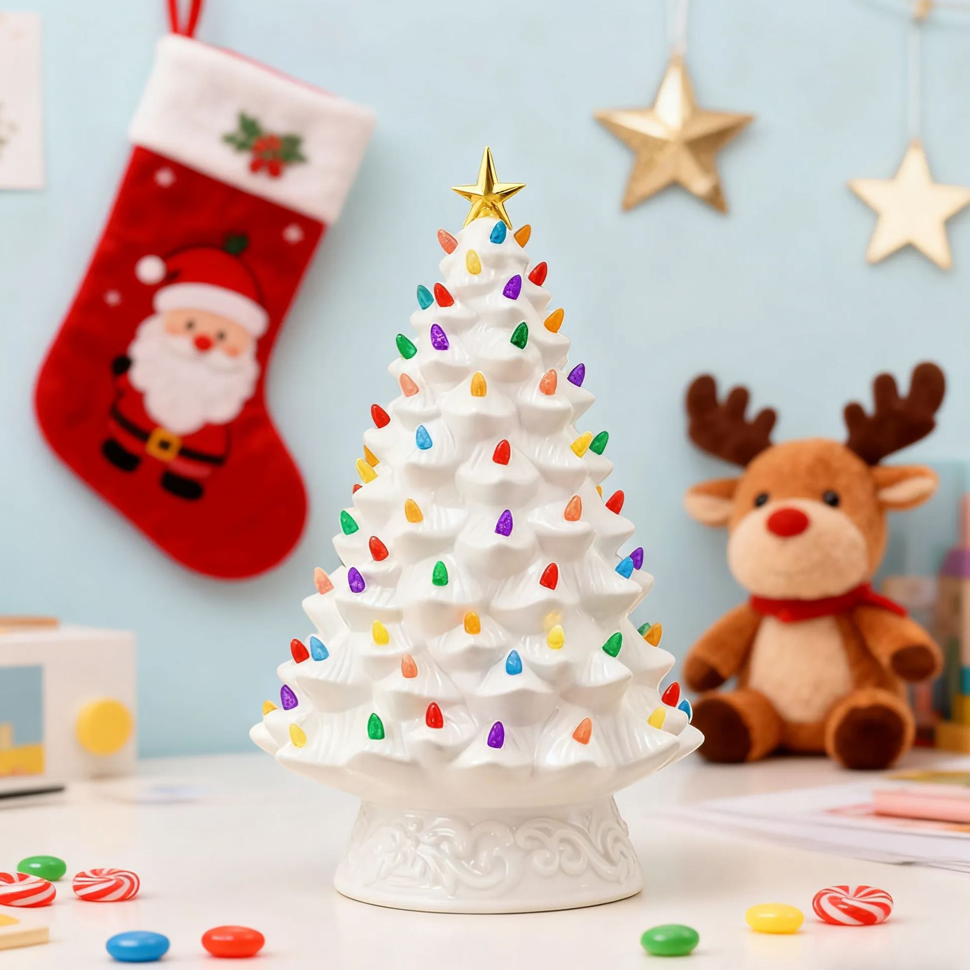 Mr. Christmas Nostalgic Ceramic Christmas Tree with LED Lights