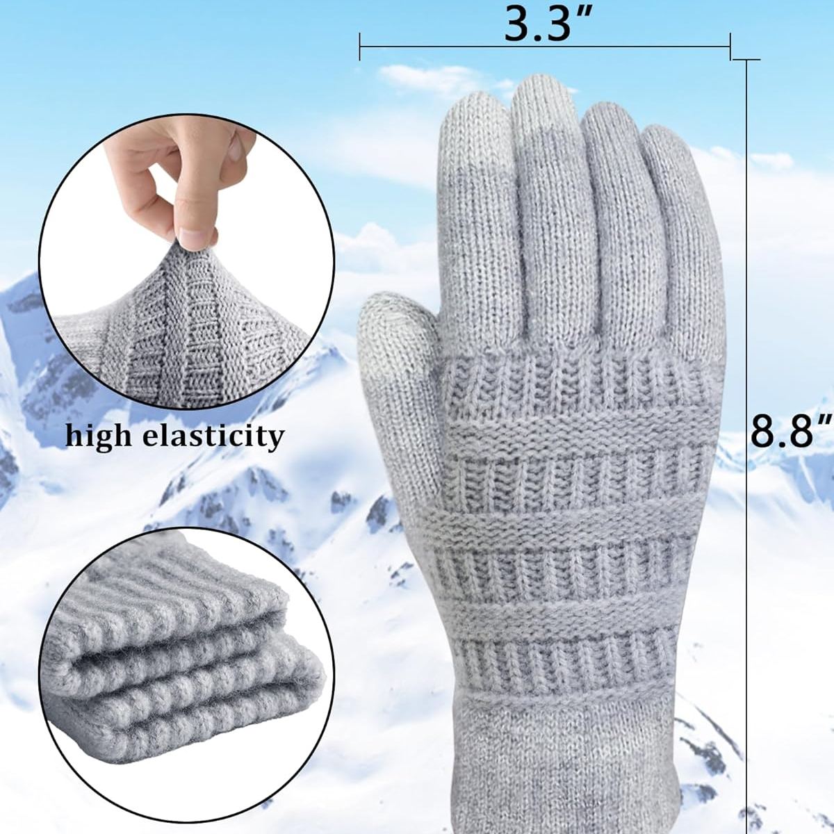 Touch Screen Warm Knit Thermal Gloves