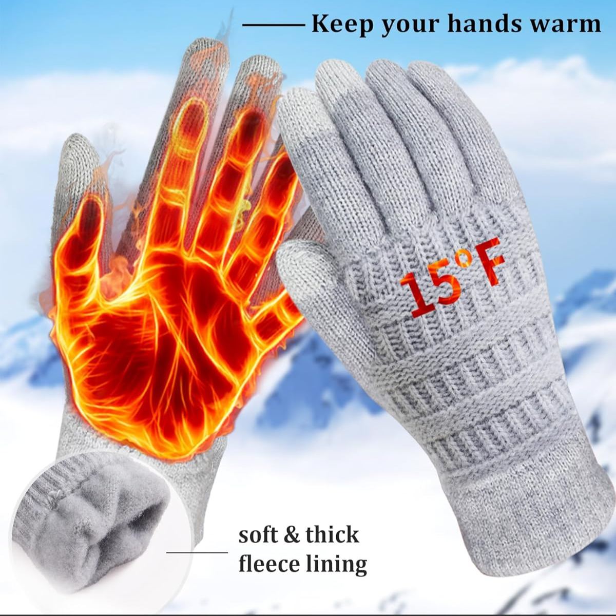 Touch Screen Warm Knit Thermal Gloves