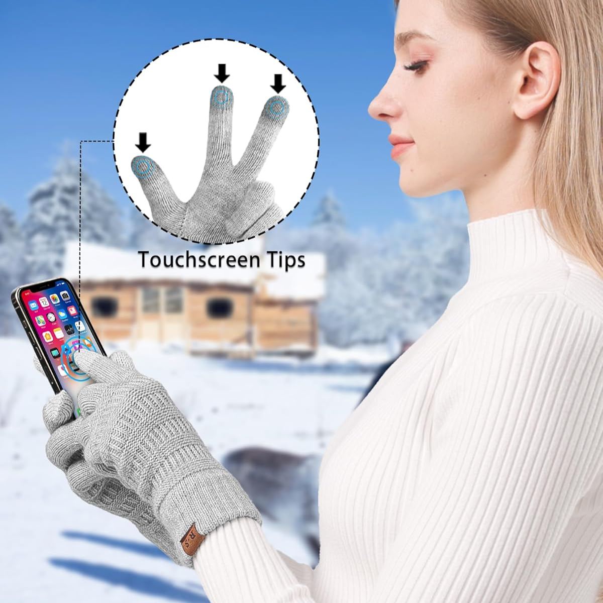 Touch Screen Warm Knit Thermal Gloves