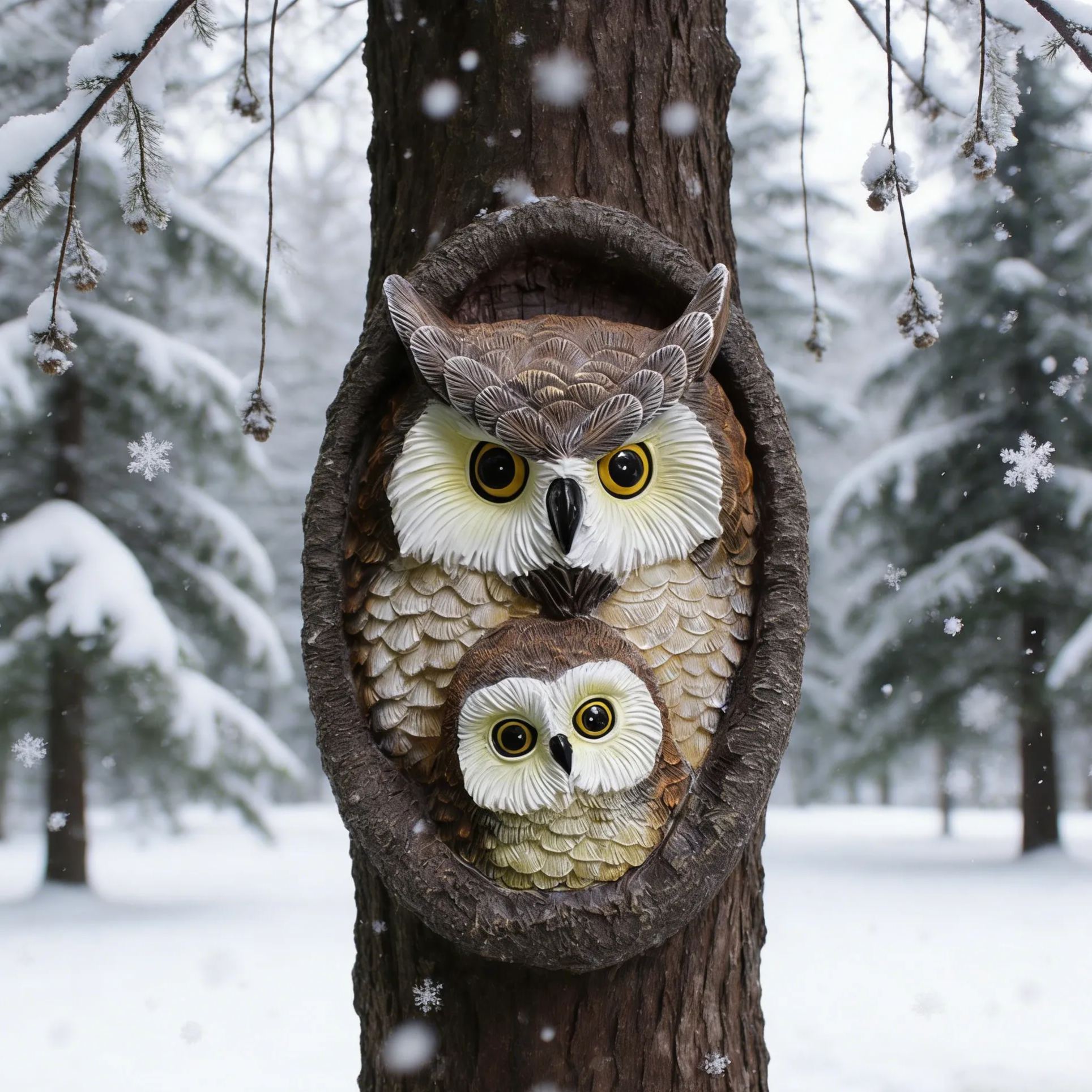 Owl Family Tree Trunk Wall Décor 