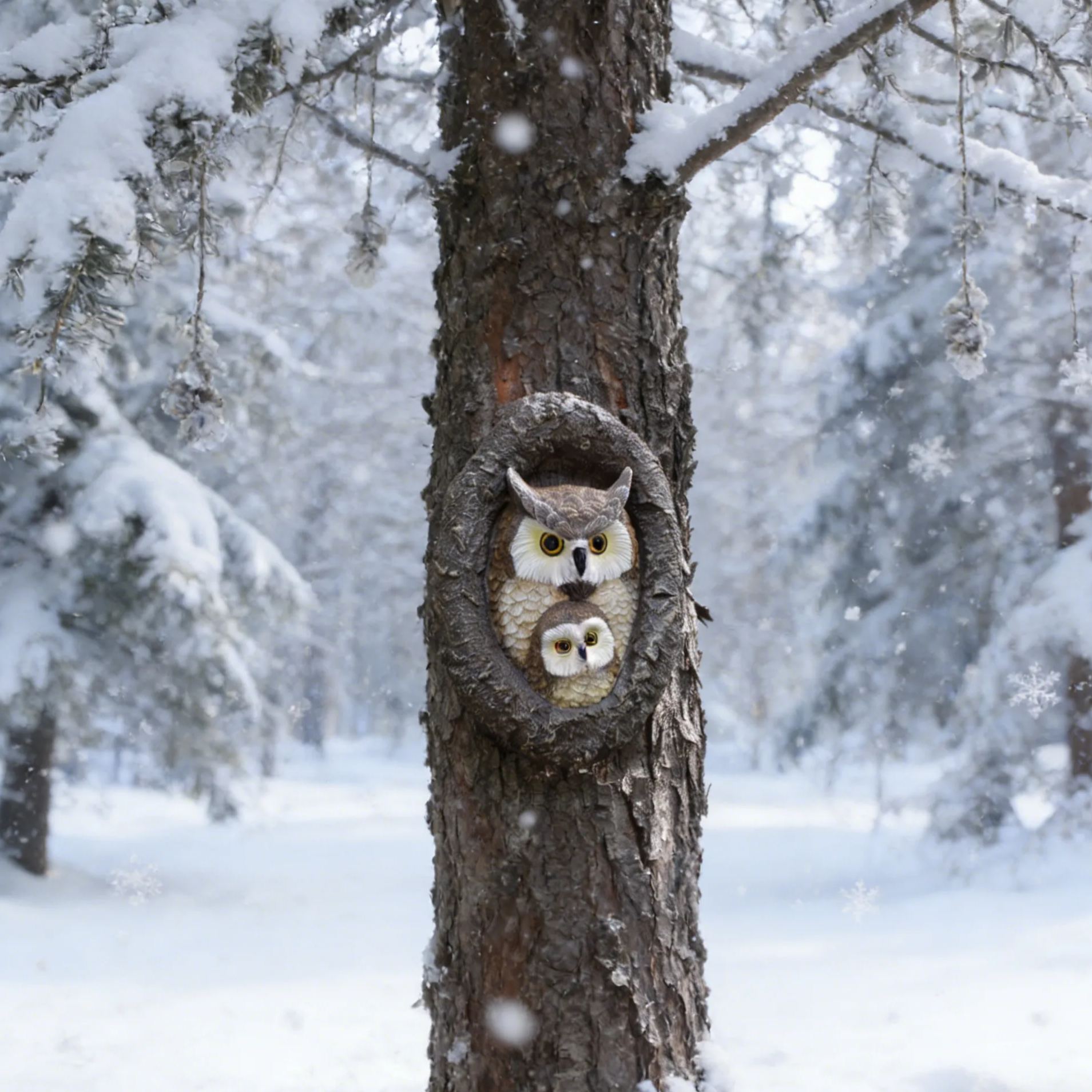 Owl Family Tree Trunk Wall Décor 