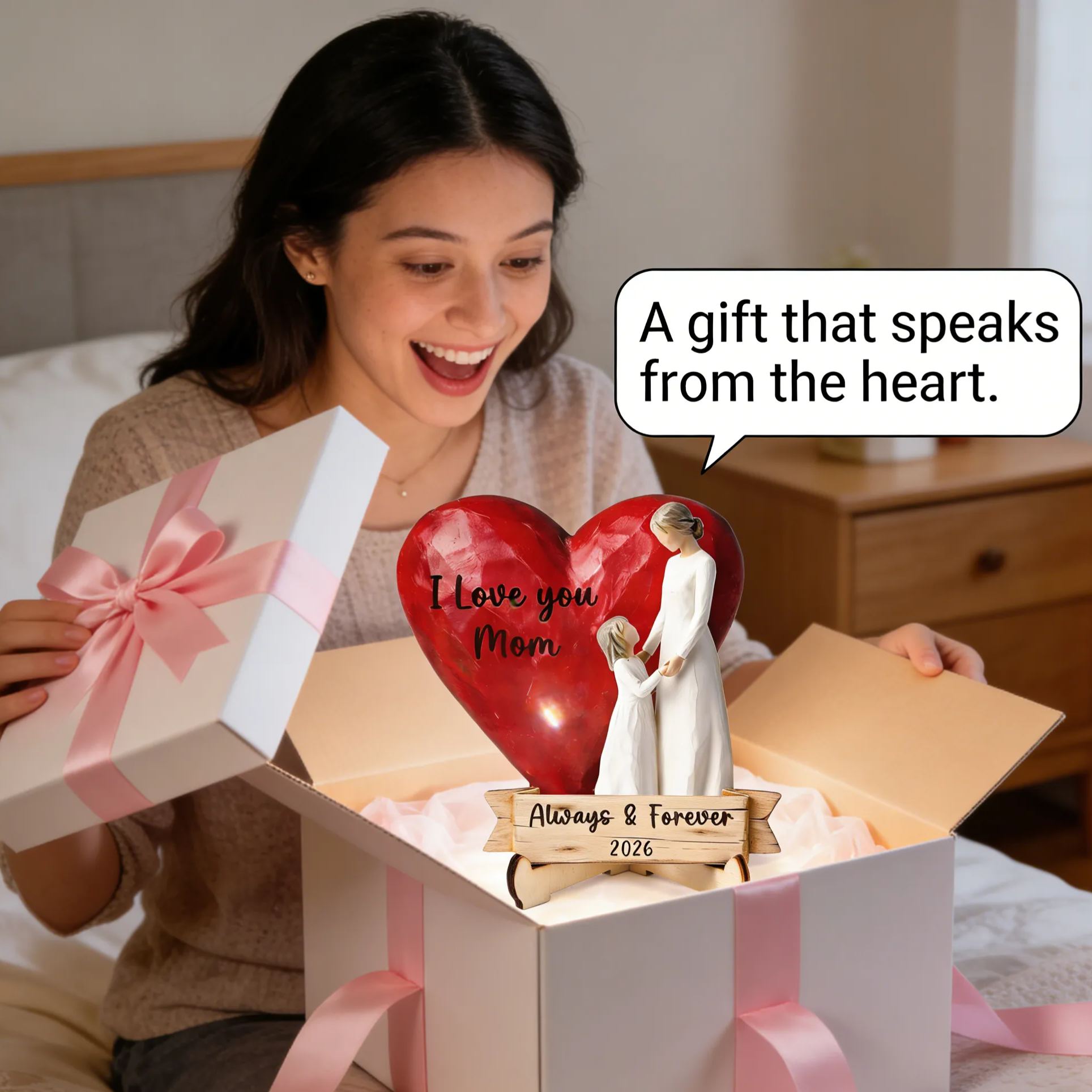 Heartfelt Mother & Child Figurine – "I Love You Always & Forever"