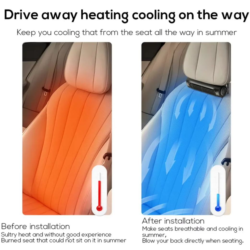 Portable USB Car Seat Fan with Adjustable Headrest Strap