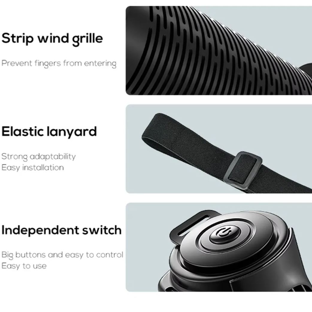 Portable USB Car Seat Fan with Adjustable Headrest Strap