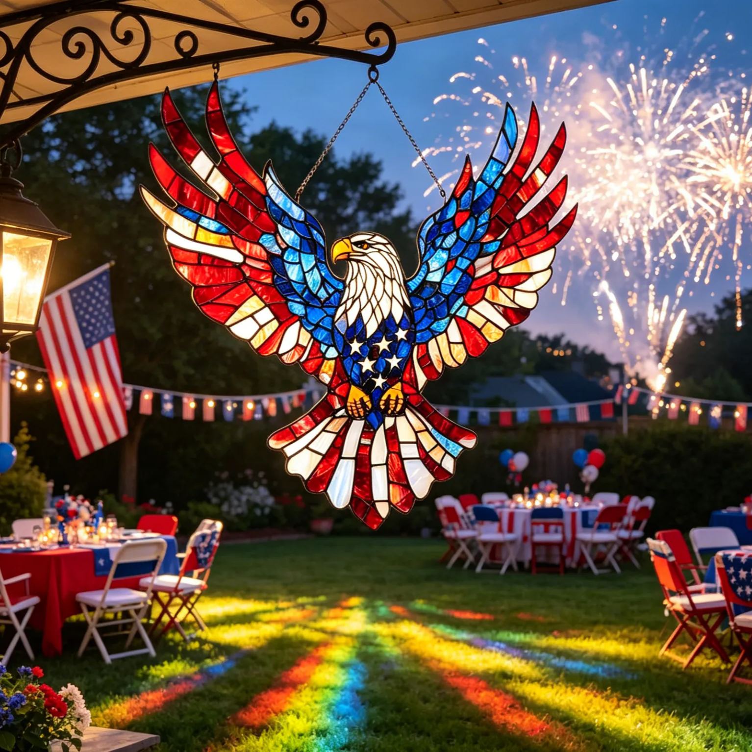 American Flag Freedom Eagle Sunlight Catcher – Patriotic Window Art