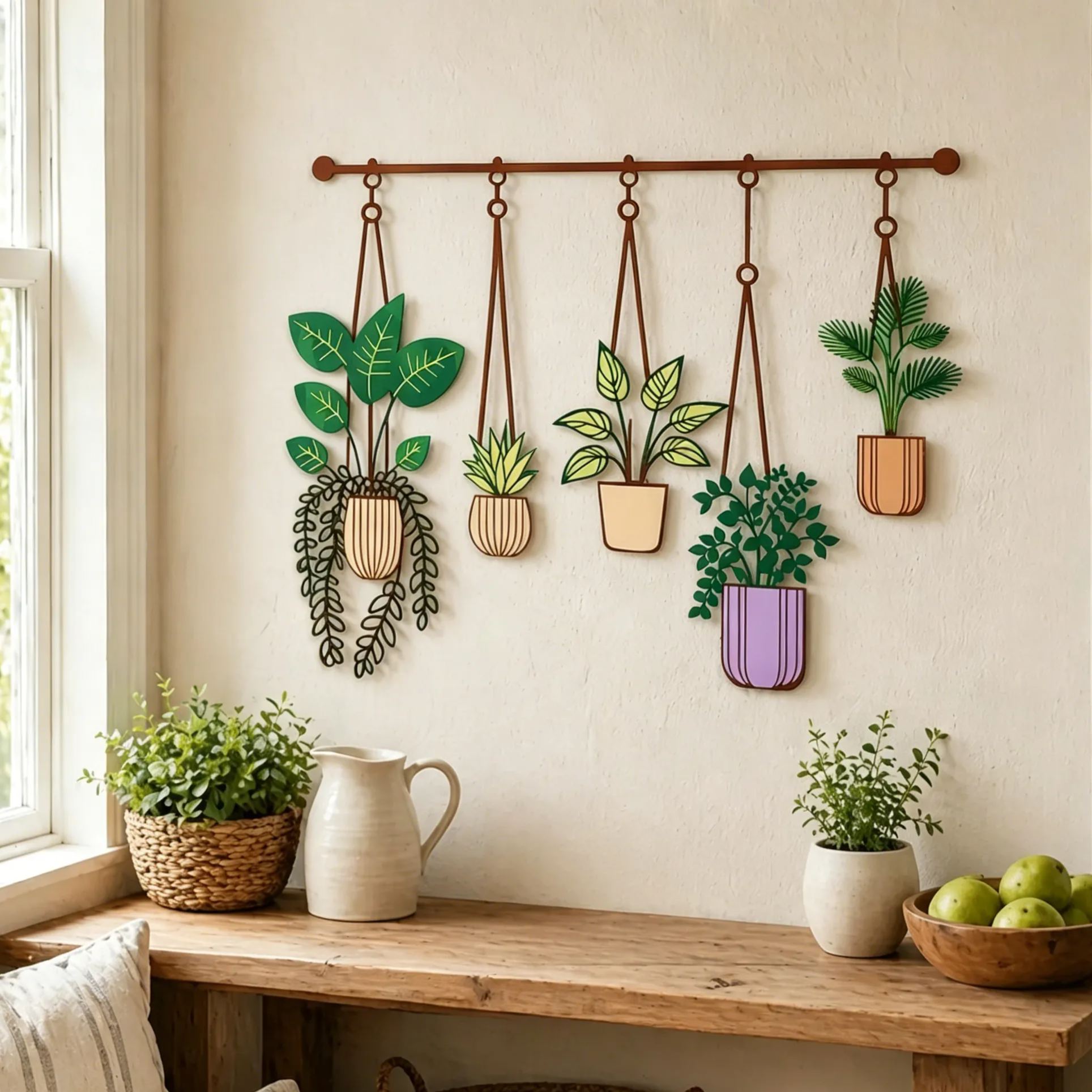 Large Metal Hanging Plant Wall Decor