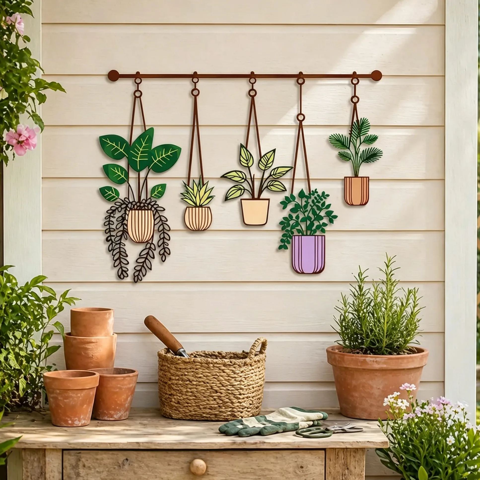 Large Metal Hanging Plant Wall Decor