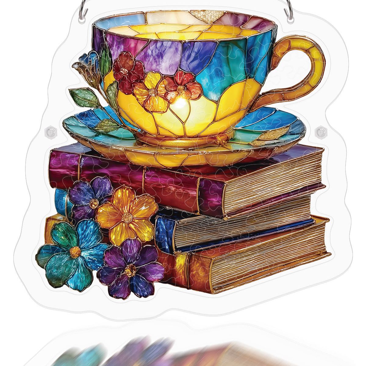 Radiant Bloom Teacup Light Suncatcher-Acrylic Window Art