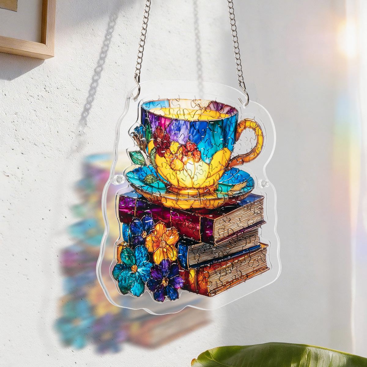 Radiant Bloom Teacup Light Suncatcher-Acrylic Window Art