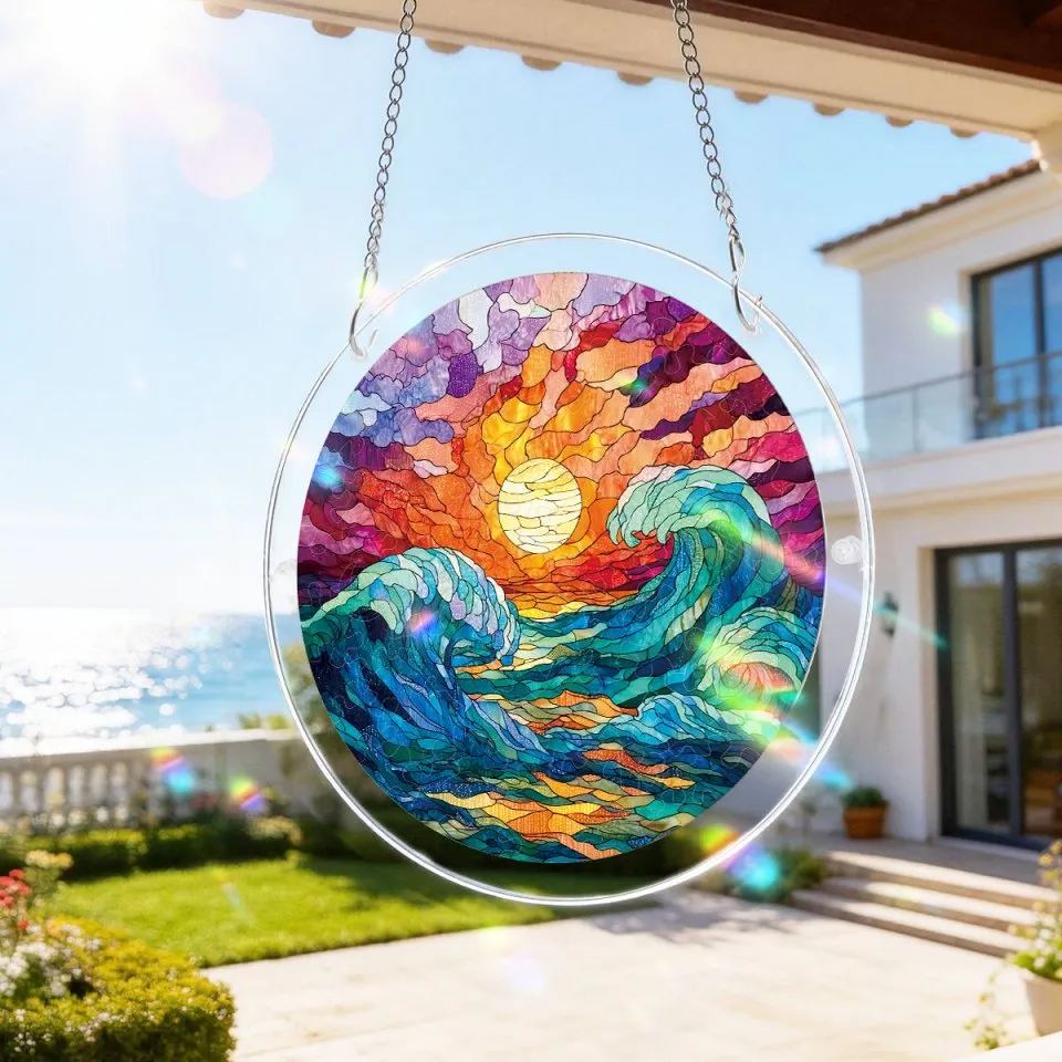 Radiant Bloom Teacup Light Suncatcher-Acrylic Window Art
