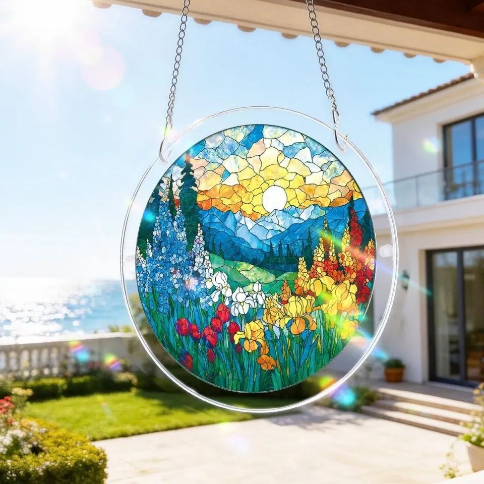Radiant Bloom Teacup Light Suncatcher-Acrylic Window Art