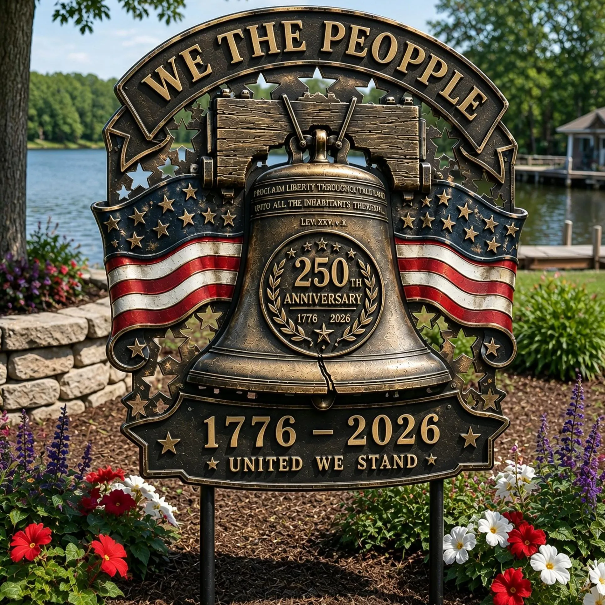 US America 250 Years Garden Stake