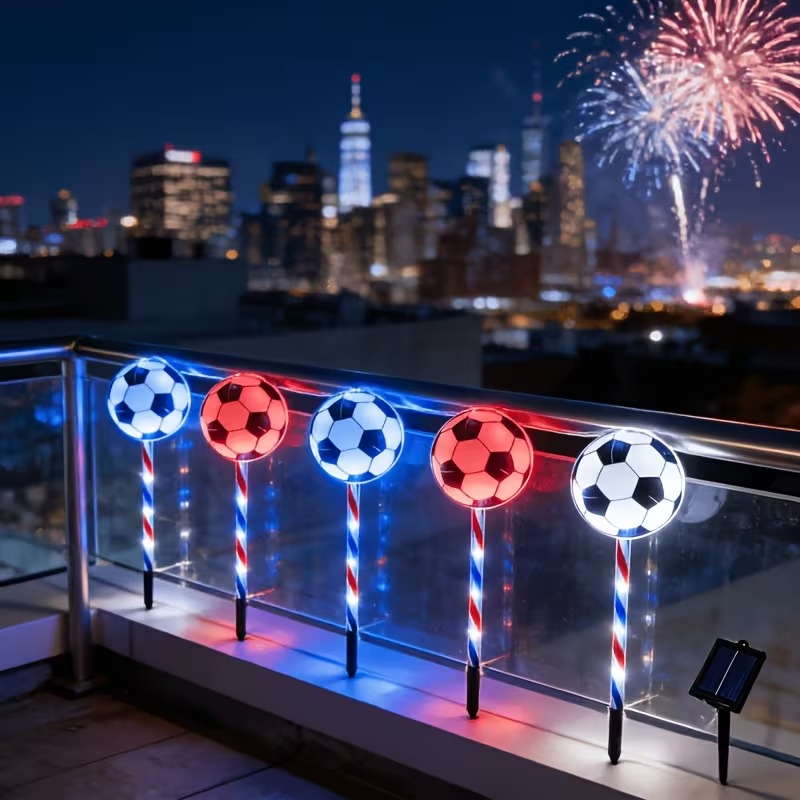 4th of July Outdoor Solar Soccer Pathway Lights