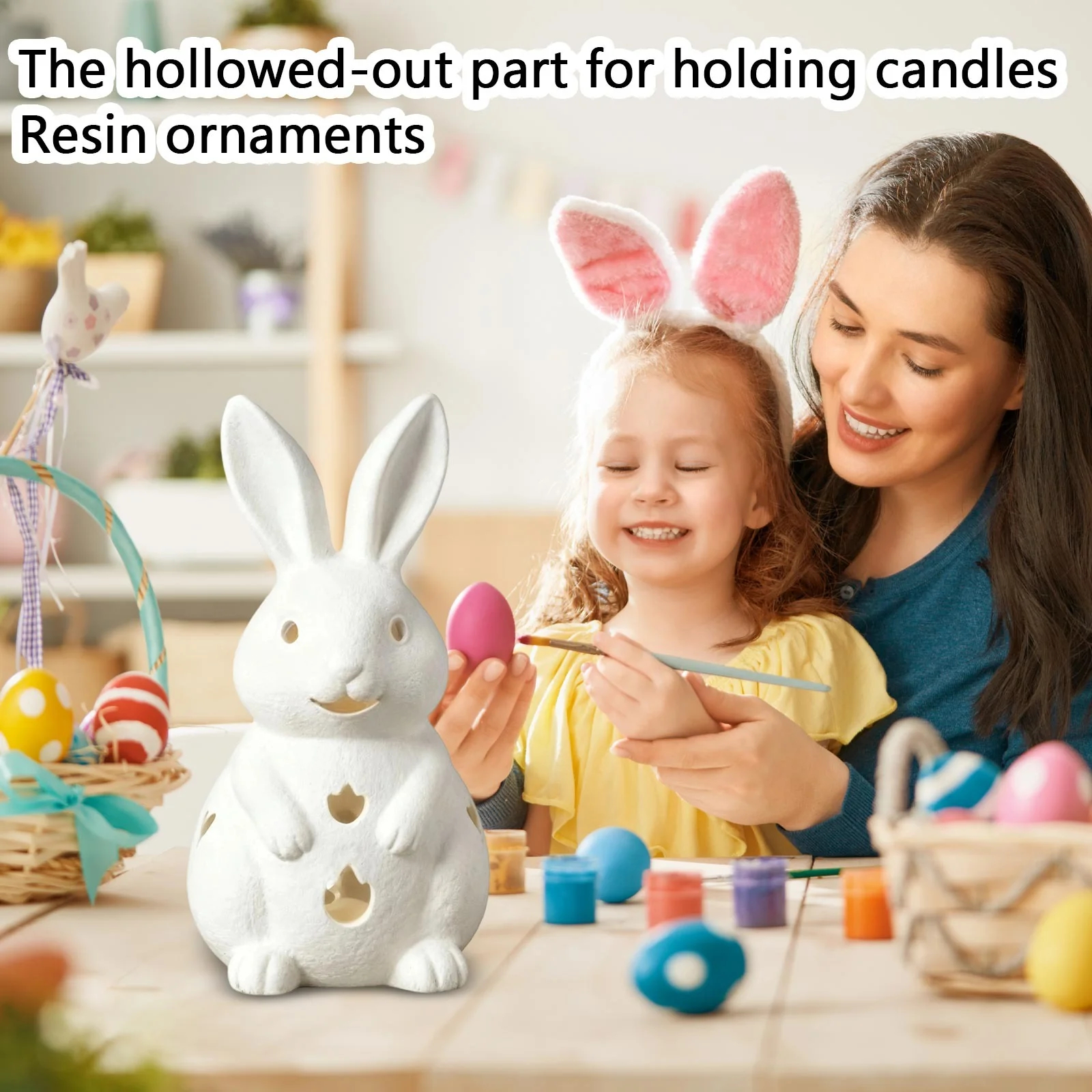 🐰🕯️ Easter Hollowed Rabbit Candle Holder – Free LED Candle Included! 🐣✨