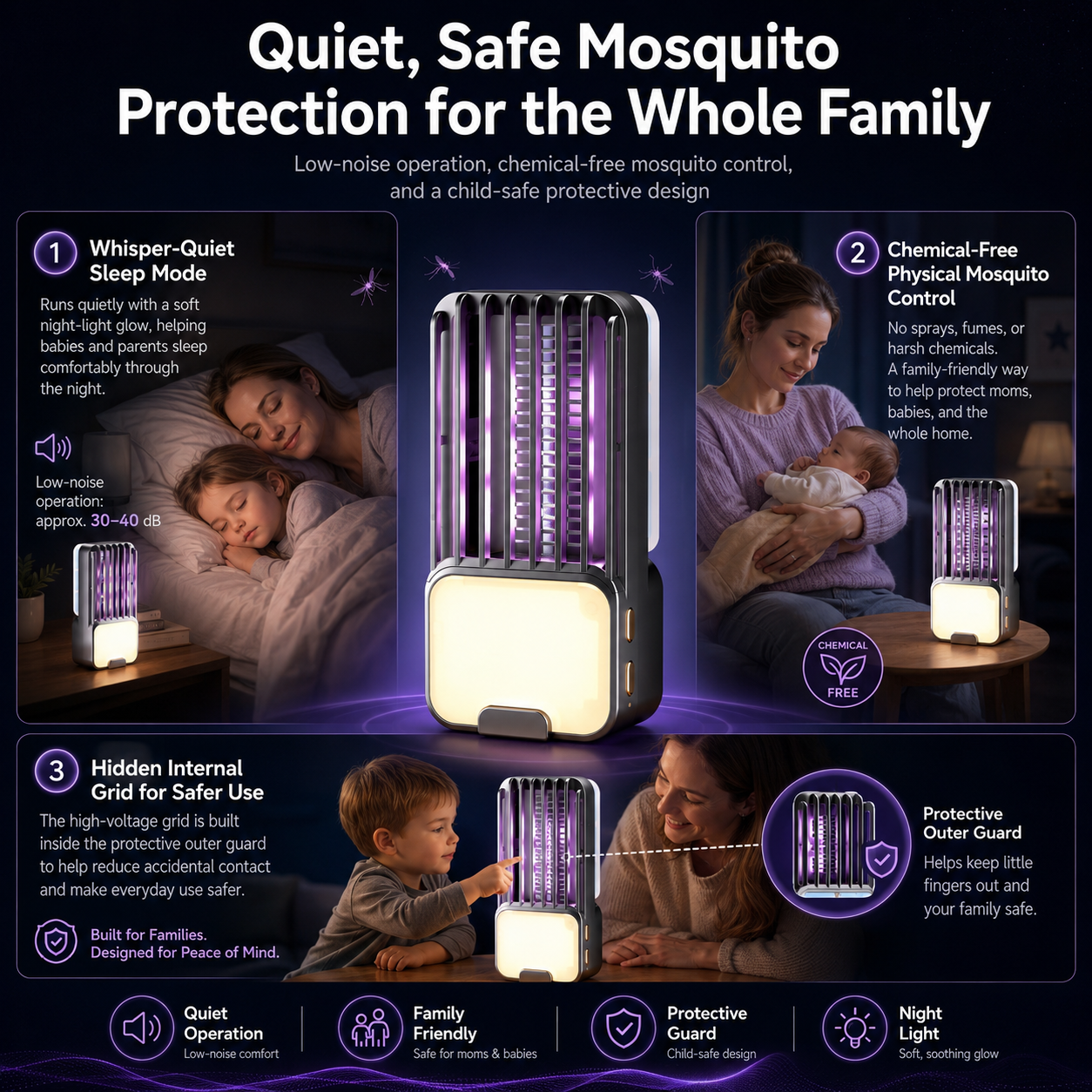 3-in-1 Electric Mosquito Killer Lamp
