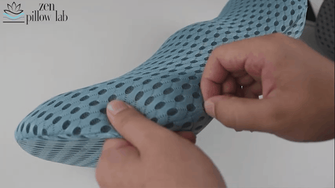 The 4D Lumbar Pillow is made of a soft memory foam that is soft and has a slow rebound. The memory foam pillow can be removed from the cover.