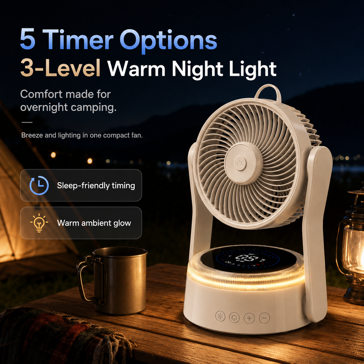 Portable Camping Fan with Light & Remote 🌬️⛺
