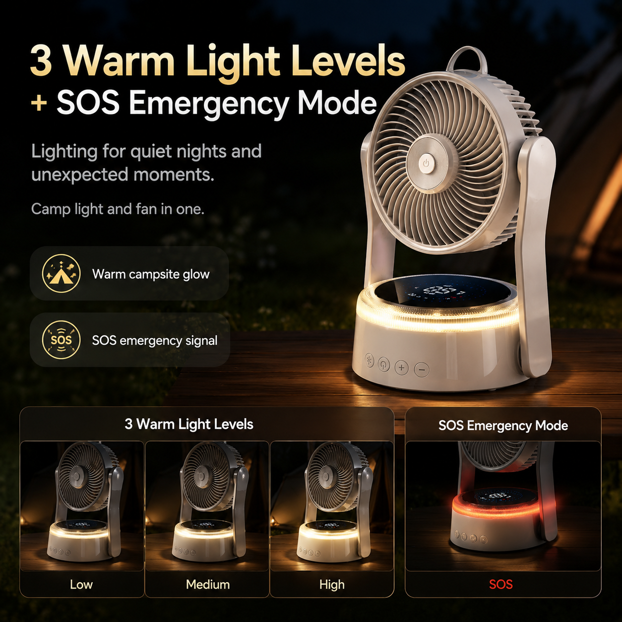 Portable Camping Fan with Light & Remote 🌬️⛺