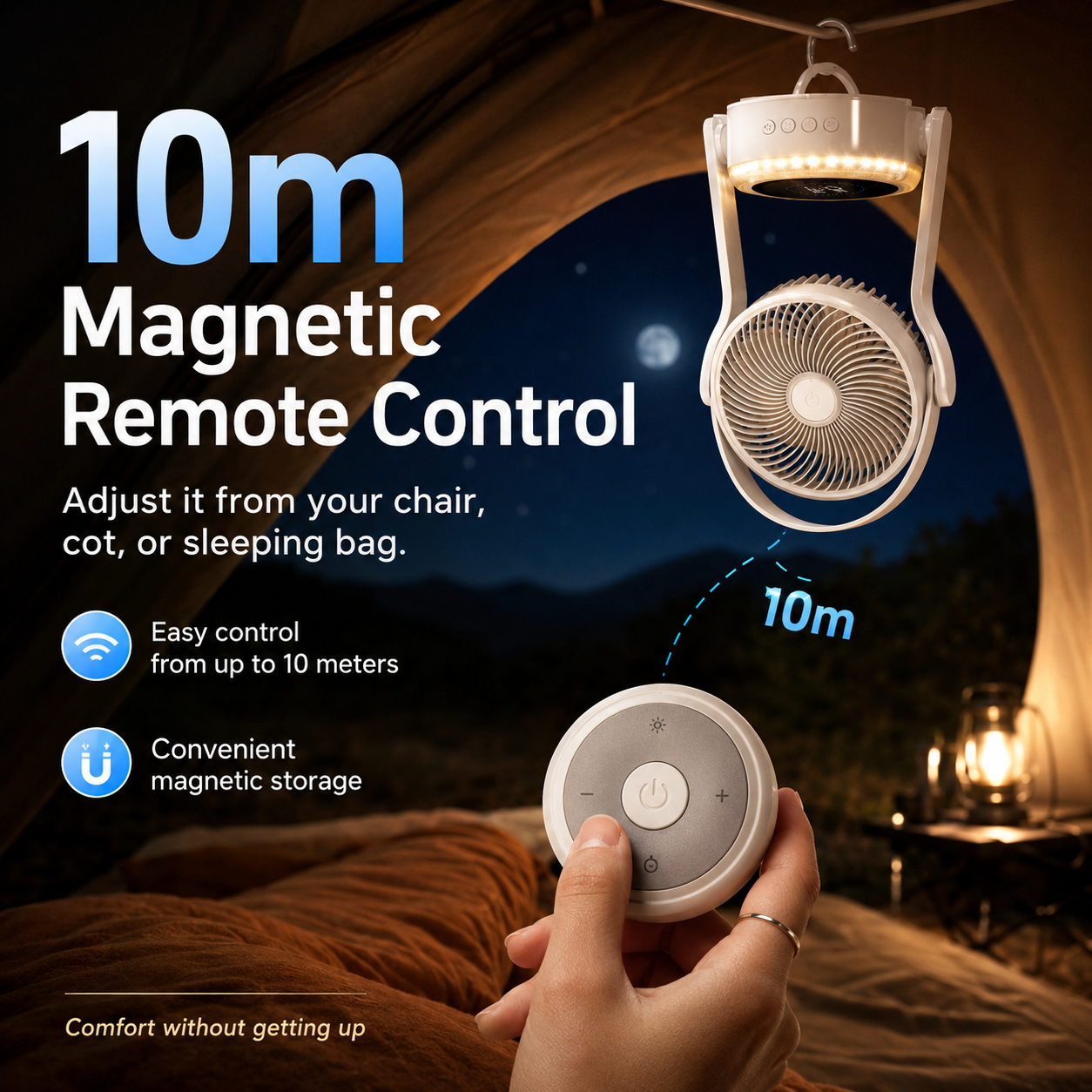 Portable Camping Fan with Light & Remote 🌬️⛺