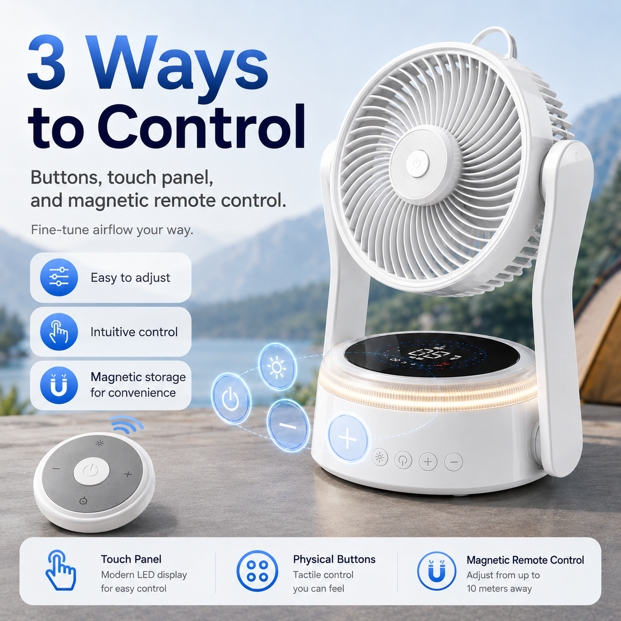 Portable Camping Fan with Light & Remote 🌬️⛺
