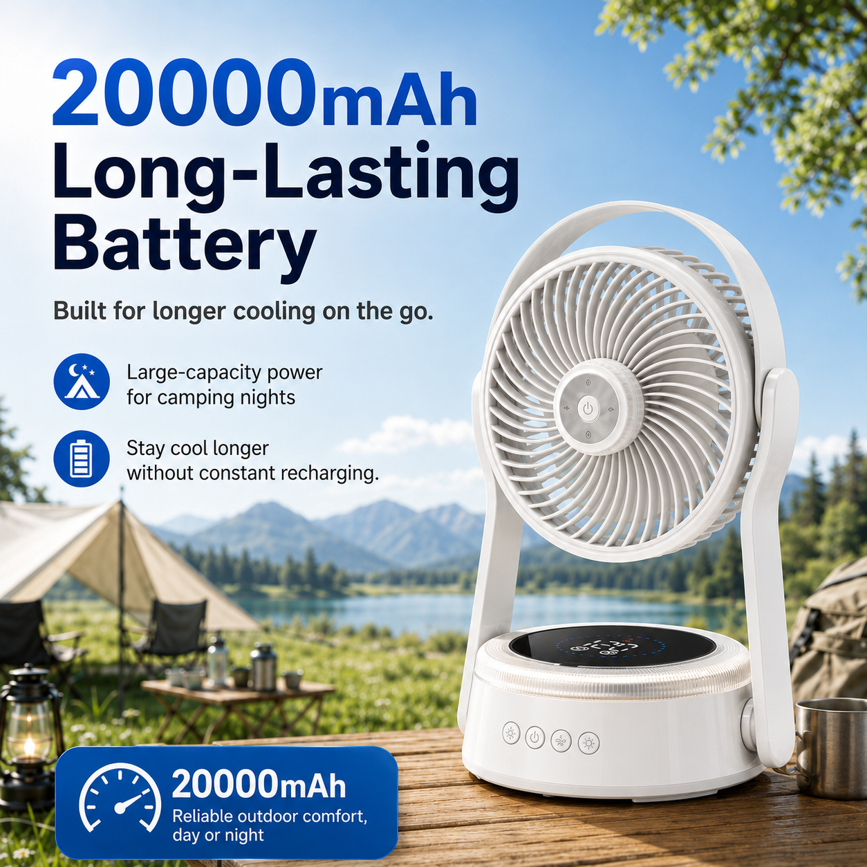 Portable Camping Fan with Light & Remote 🌬️⛺