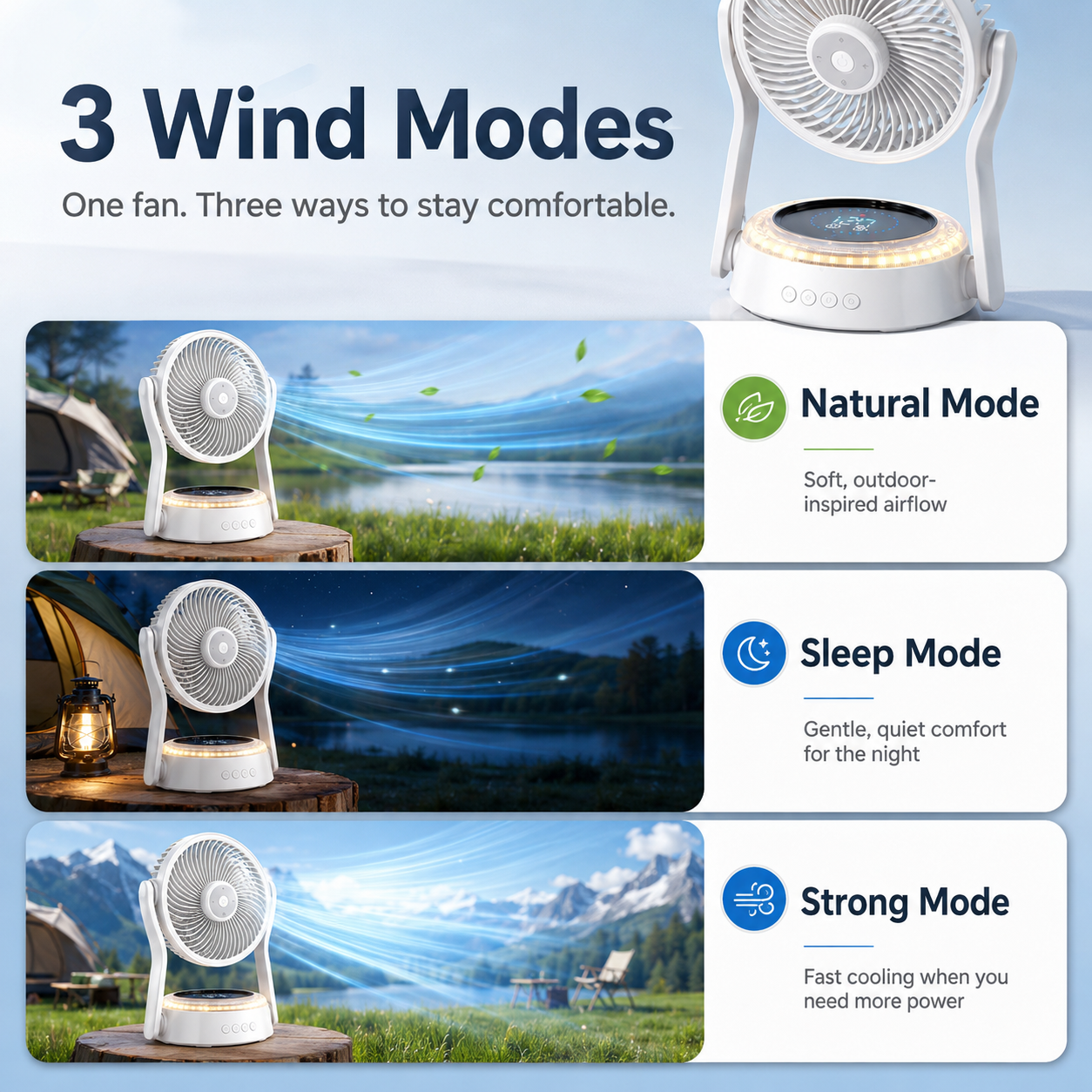 Portable Camping Fan with Light & Remote 🌬️⛺