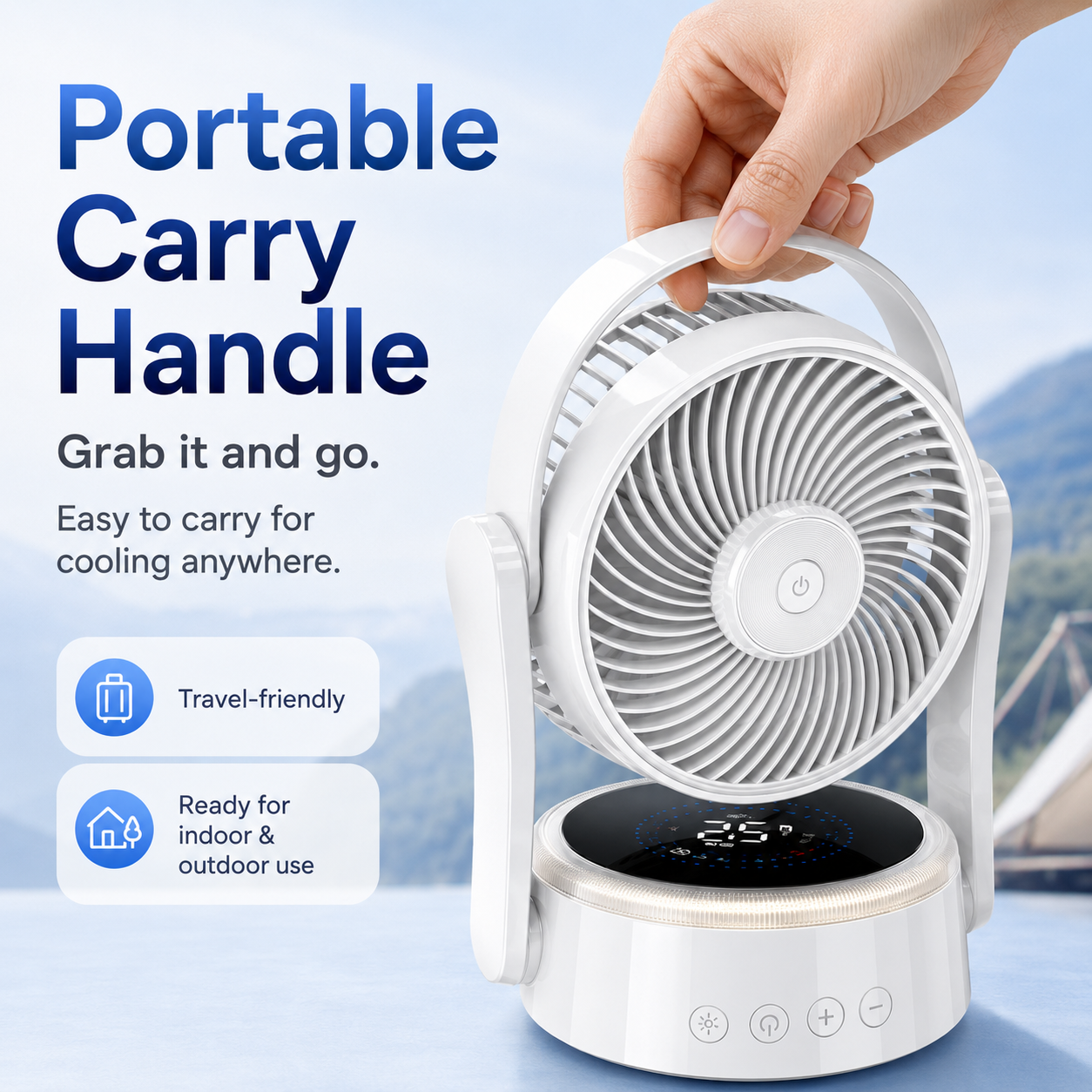 Portable Camping Fan with Light & Remote 🌬️⛺