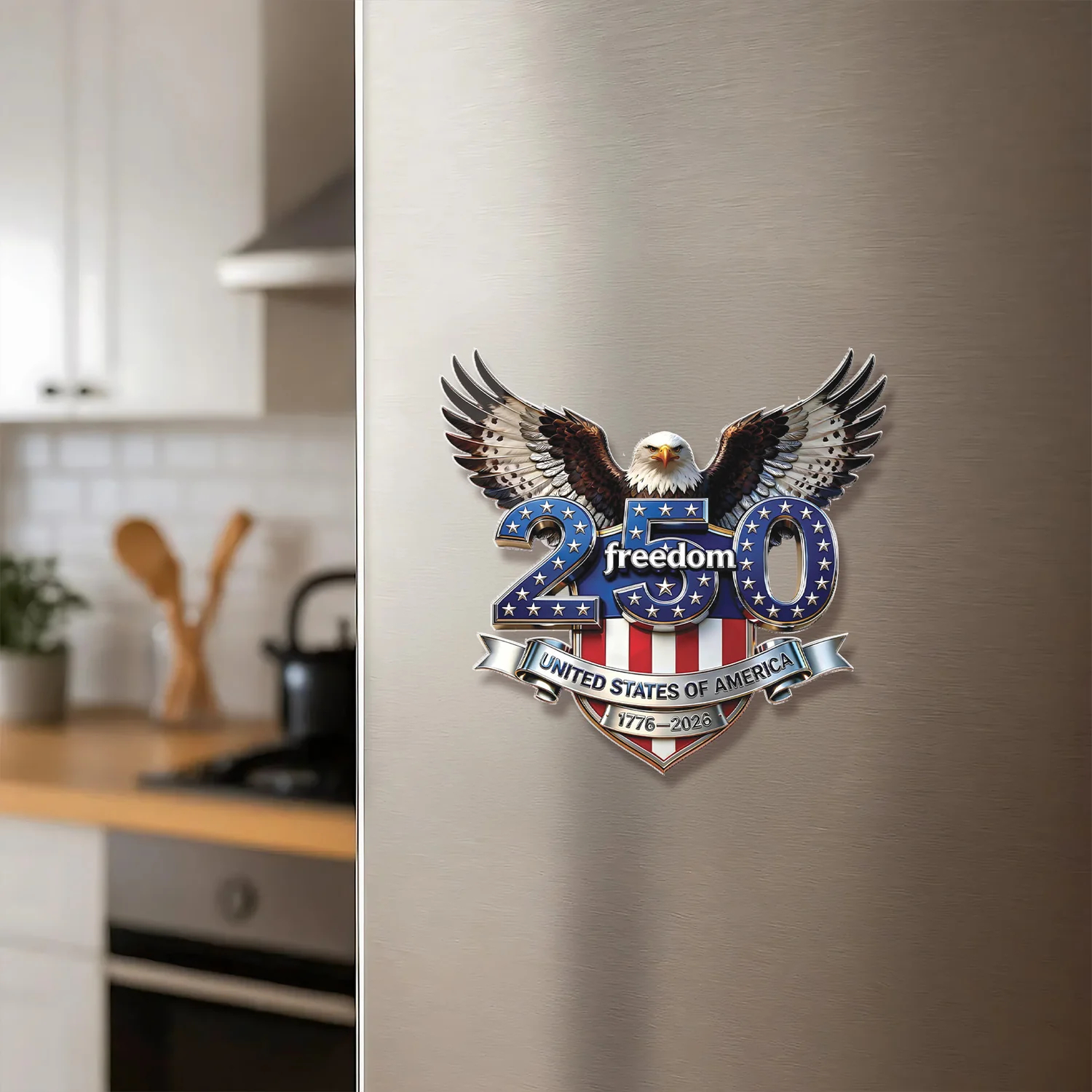 USA 250 Years Anniversary Fridge Magnet, Freedom Eagle 1776–2026 Magnet, Patriotic 4th of July Magnet