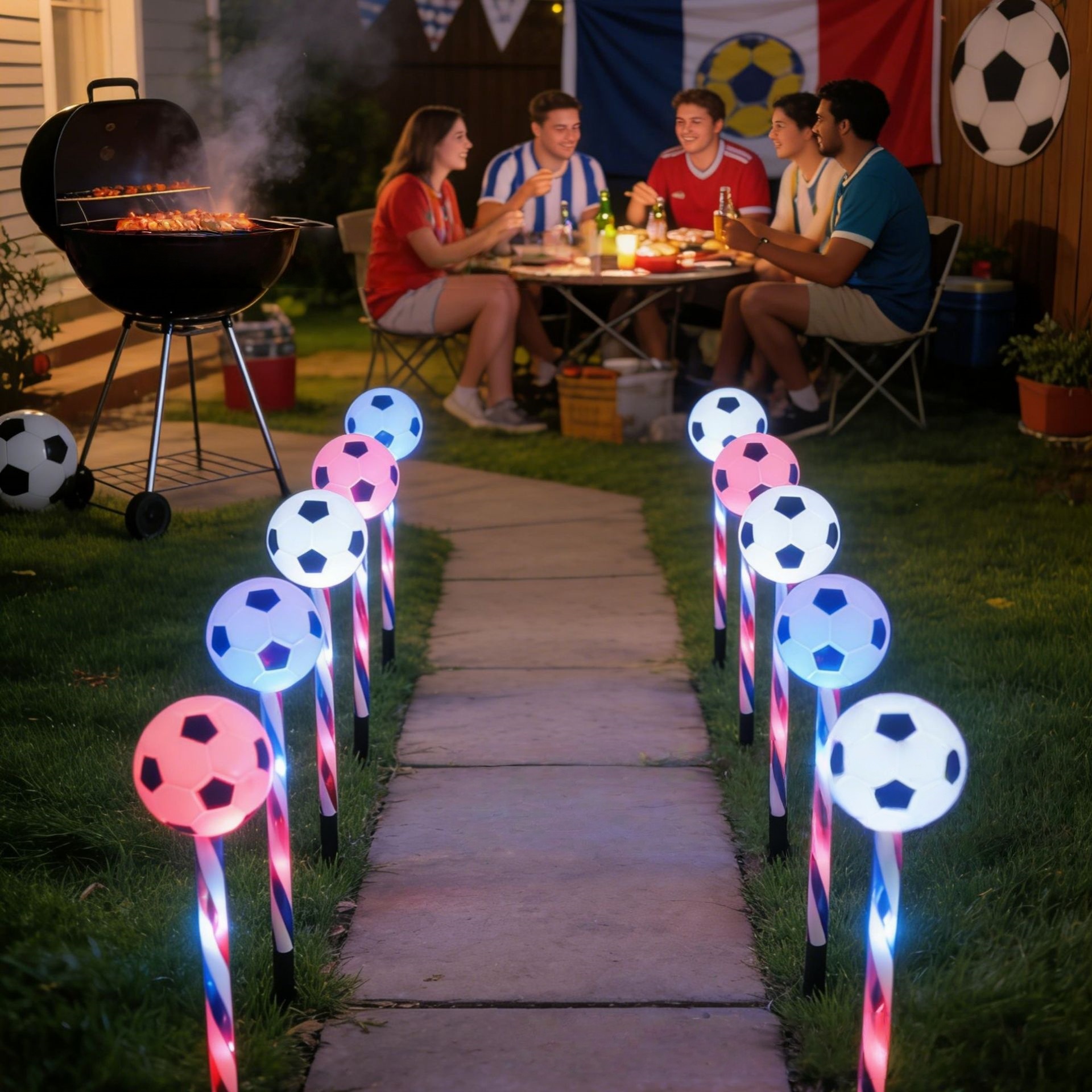 4th of July Outdoor Solar Soccer Pathway Lights