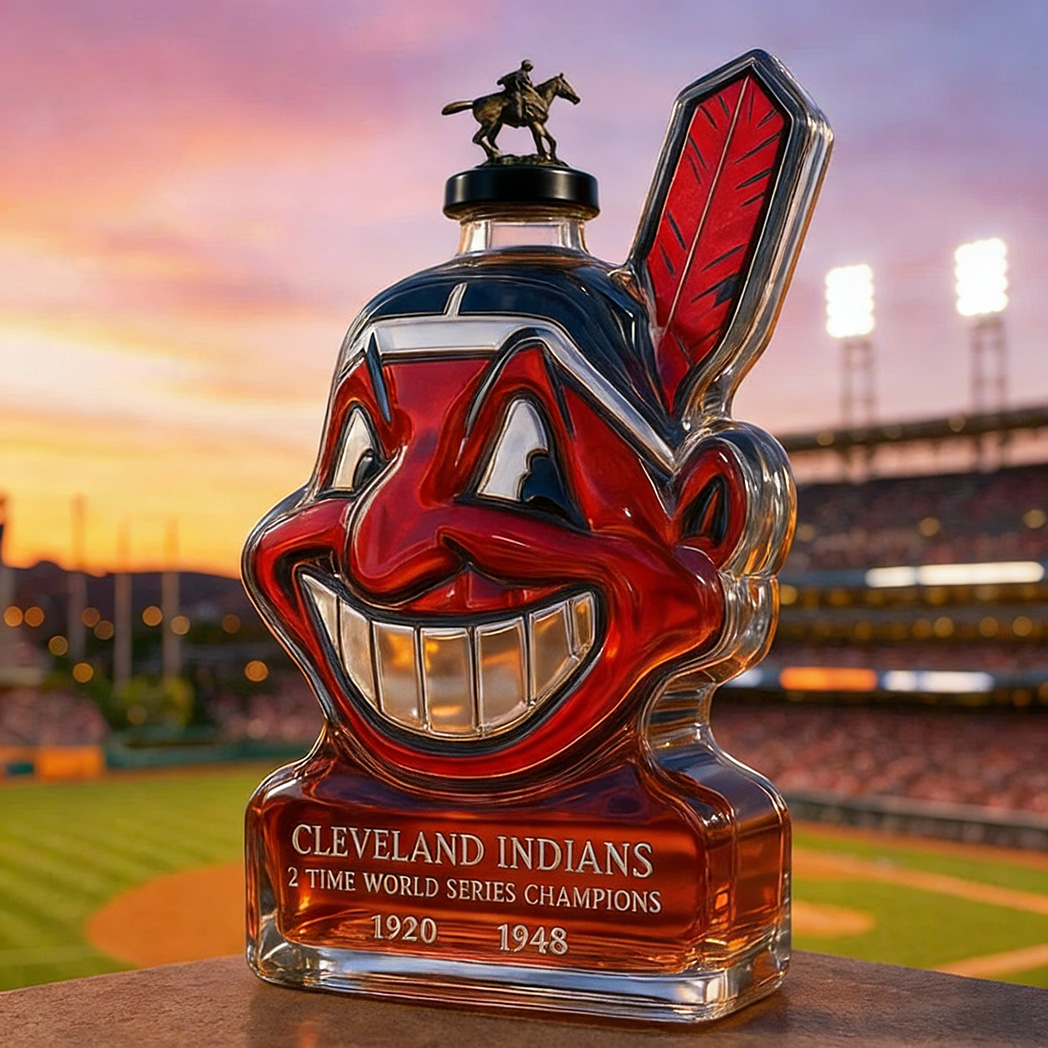 Cleveland Indians Team Whiskey Bottle