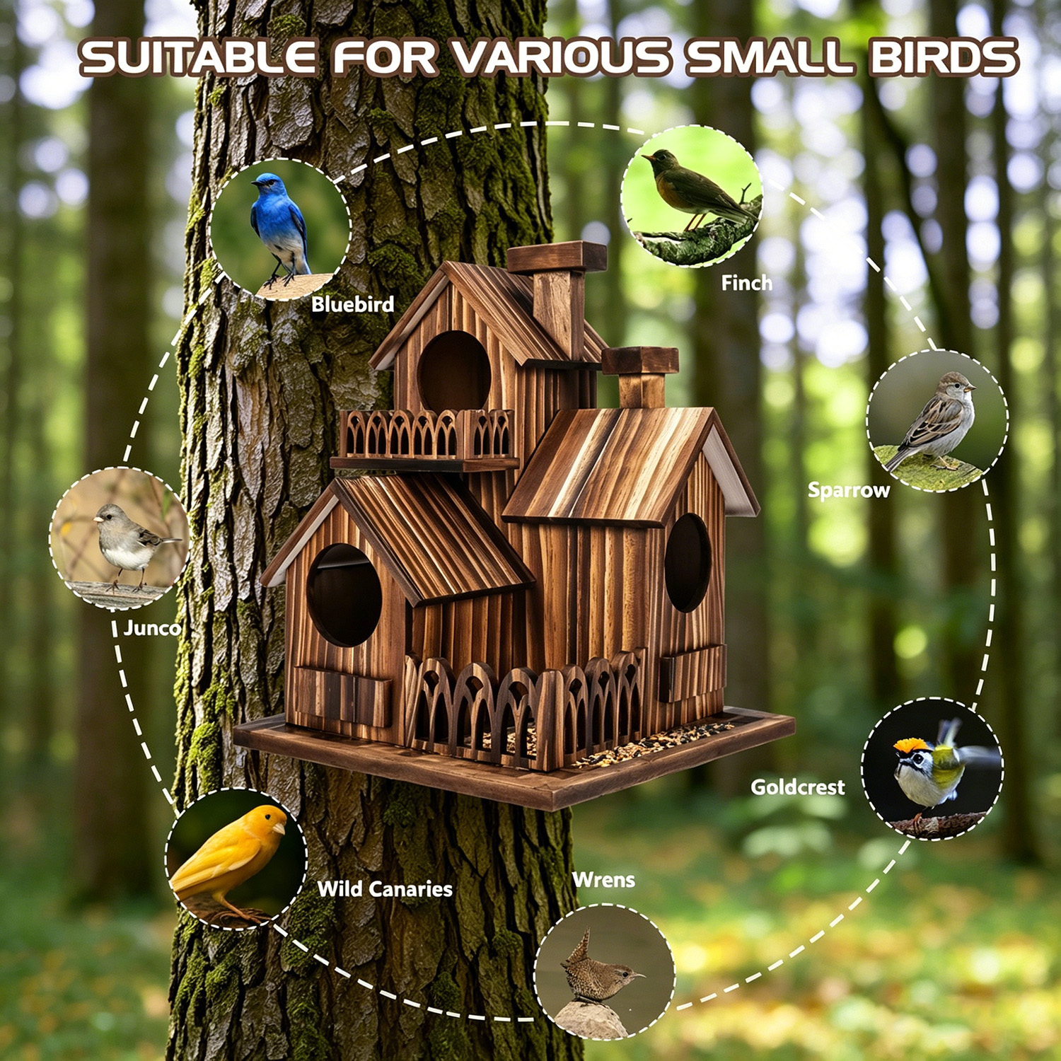 🐦Multi‑Tower Wooden Birdhouse