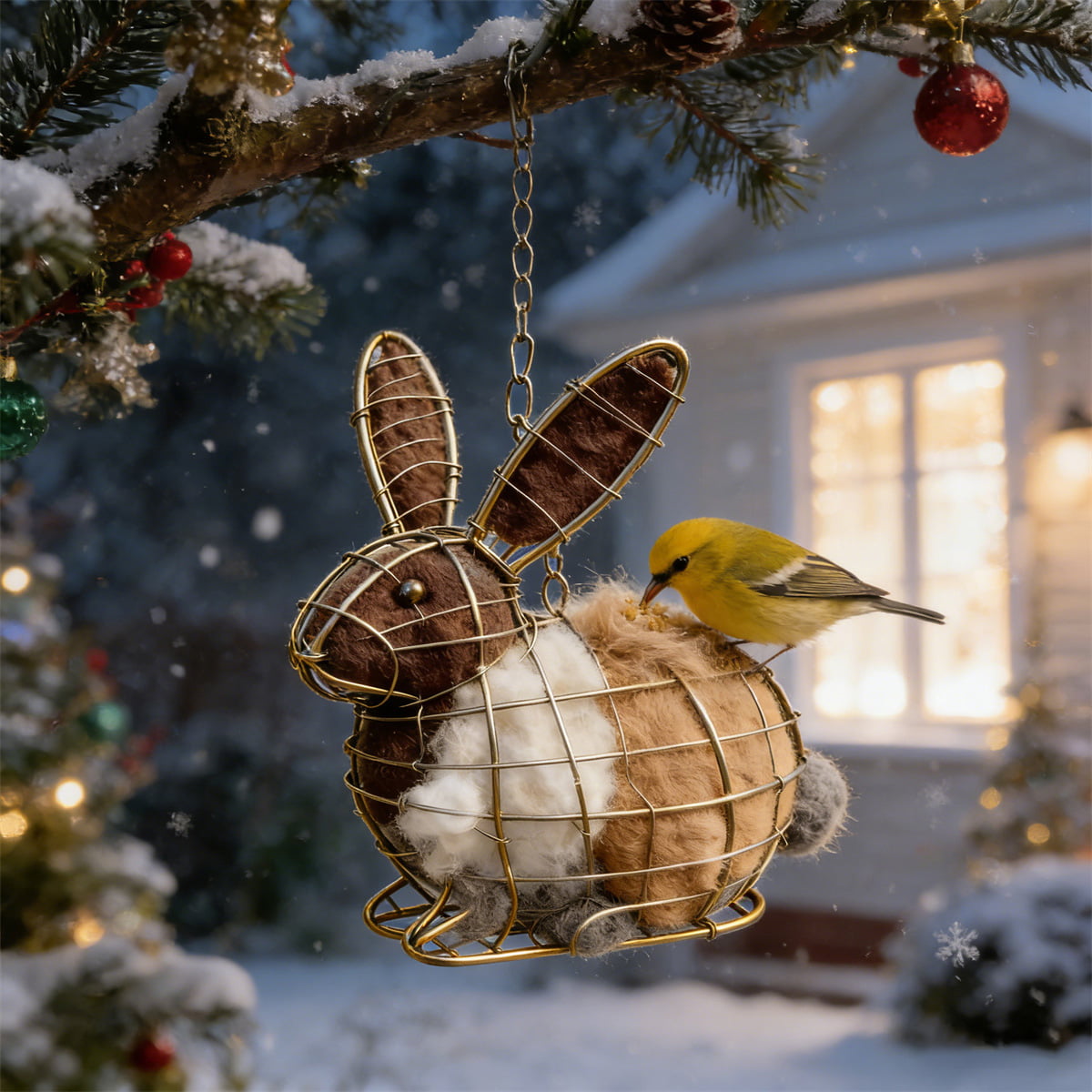 🕊️Handmade Alpaca Fiber Bunny-Shaped Bird Nesting Frame - A Soft Gift for Birds & Your Garden