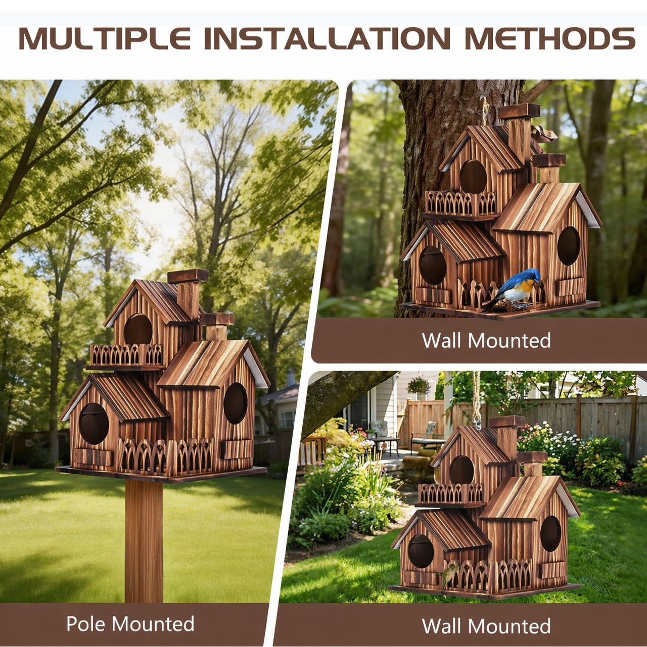🐦Multi‑Tower Wooden Birdhouse