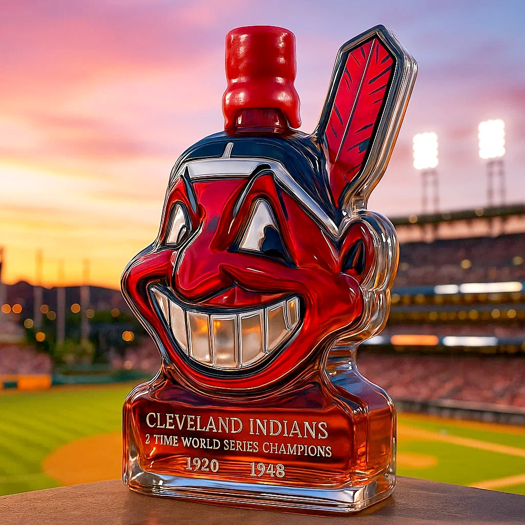 Cleveland Indians Team Whiskey Bottle