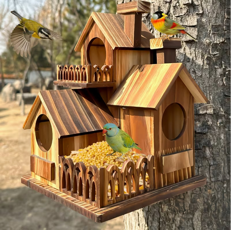 🐦Multi‑Tower Wooden Birdhouse